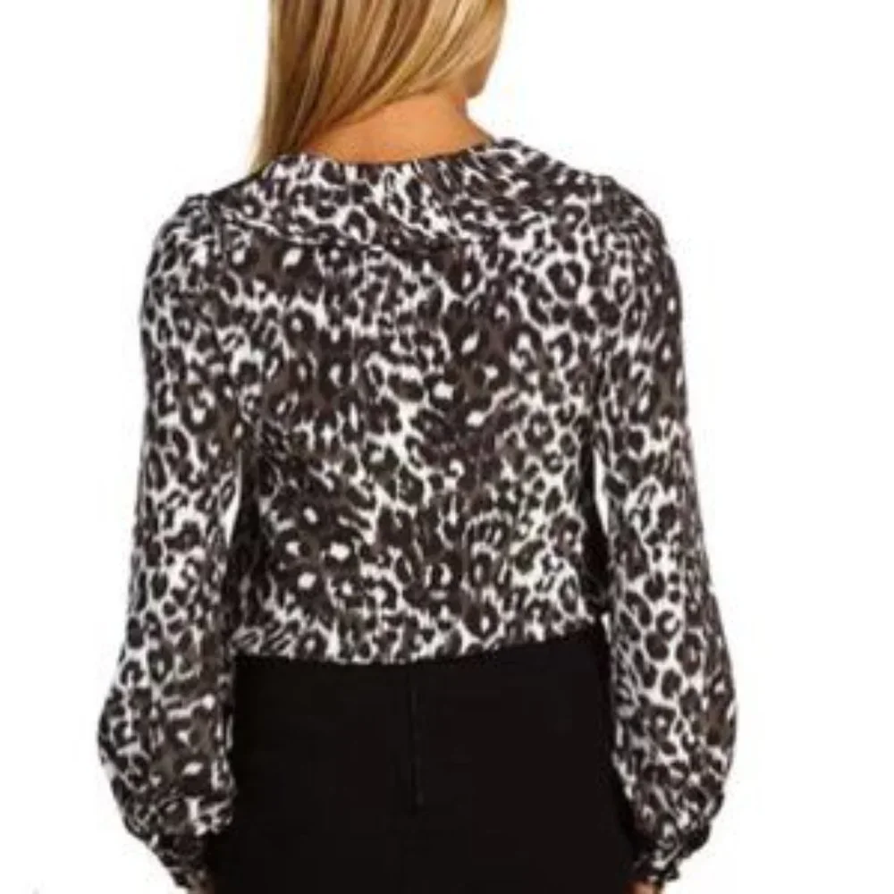Kate Spade Lynette Ruffle collar Leopard Prink Silk Blouse